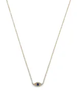 14K Gold Evil Eye Choker Necklace With Diamonds