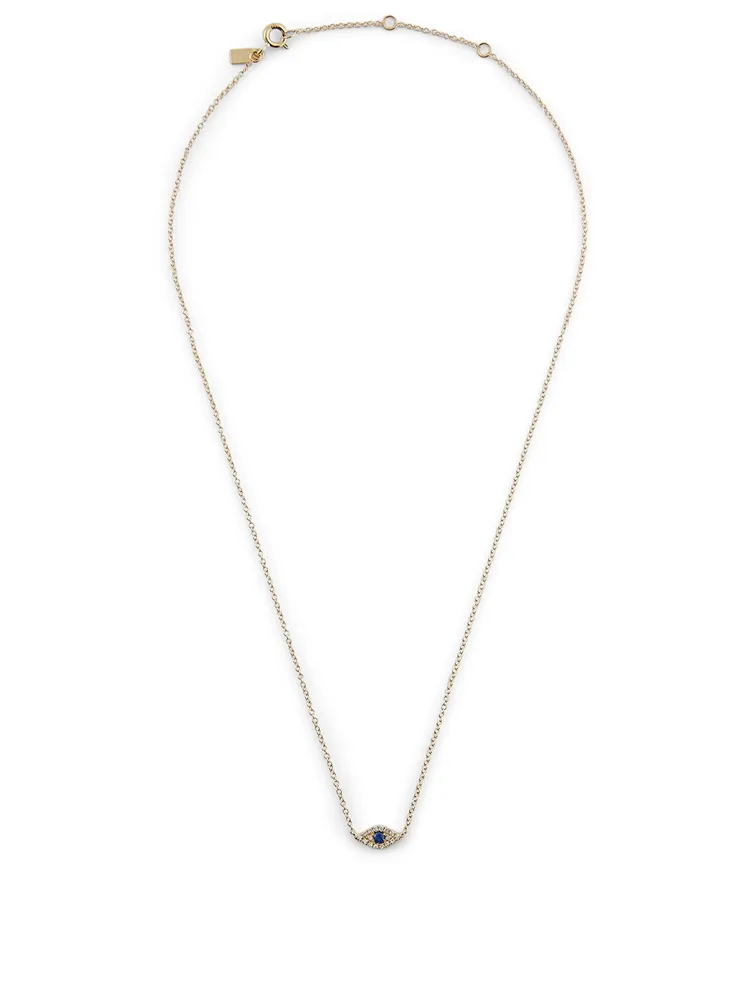 14K Gold Evil Eye Choker Necklace With Diamonds