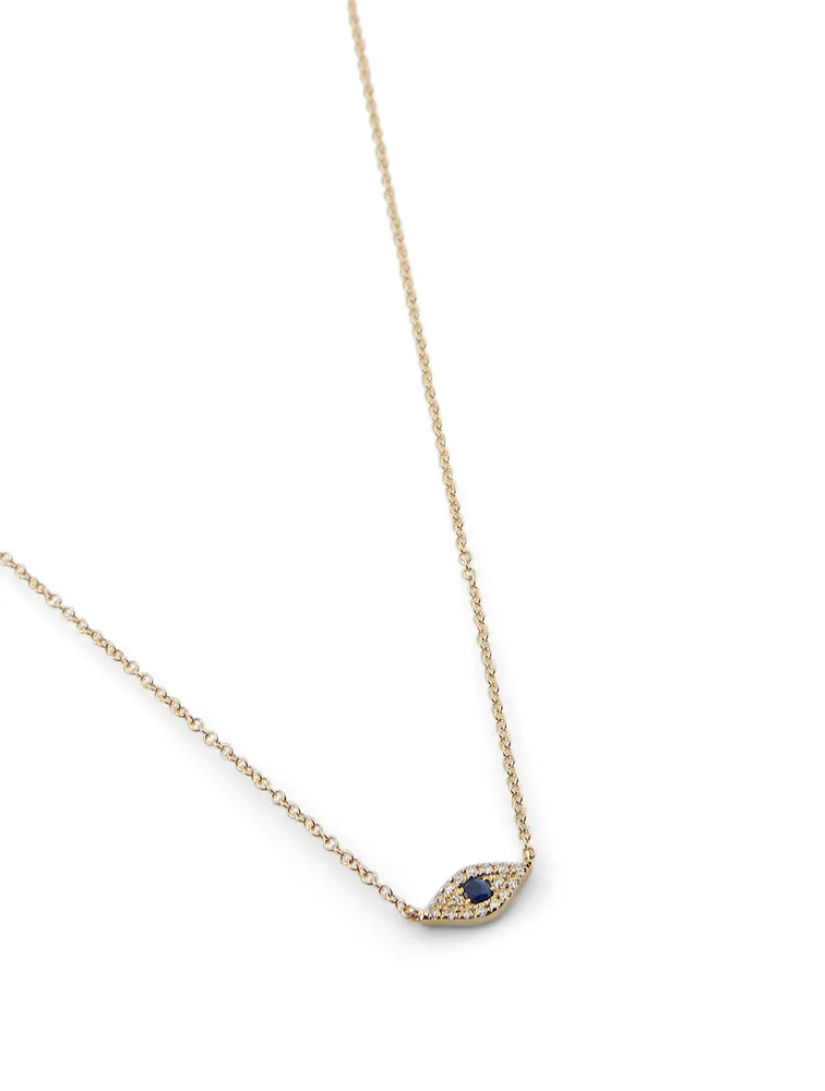 14K Gold Evil Eye Choker Necklace With Diamonds