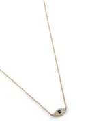 14K Gold Evil Eye Choker Necklace With Diamonds