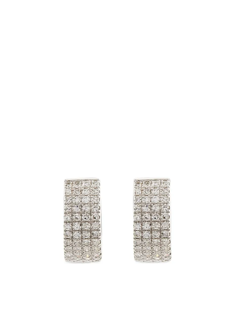 Jumbo 14K Gold Huggie Earrings With Diamonds