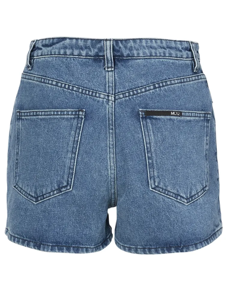 Ren Contrast High-Waisted Jean Shorts