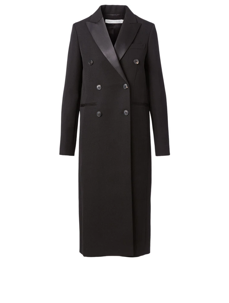 Wool Double-Breasted Long Coat