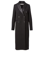 Wool Double-Breasted Long Coat