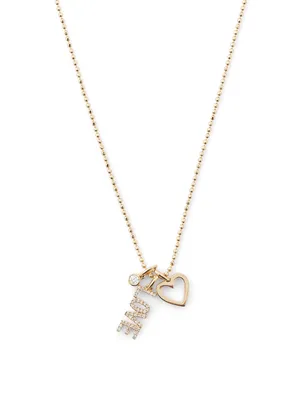 14K Gold Love Charm Necklace With Diamonds