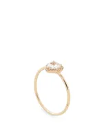 14K Gold White Topaz Heart Ring With Diamonds