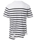 Cotton Distressed T-Shirt Stripe Print