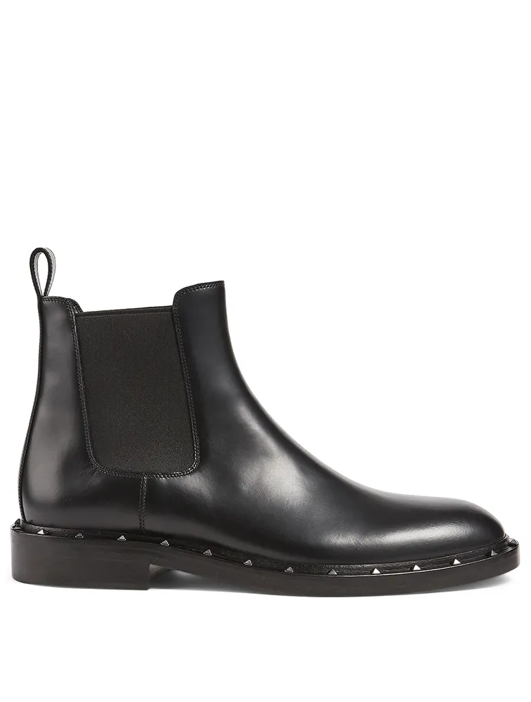 Rockstud Leather Chelsea Boots