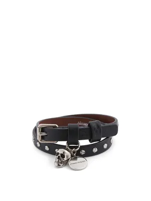 Double Wrap Studded Leather Bracelet