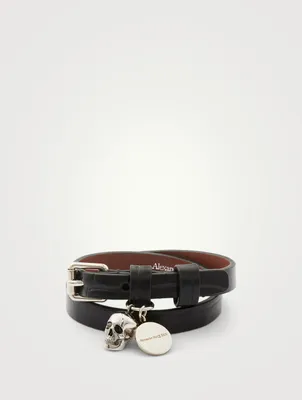 Double Wrap Croc-Embossed Leather Bracelet