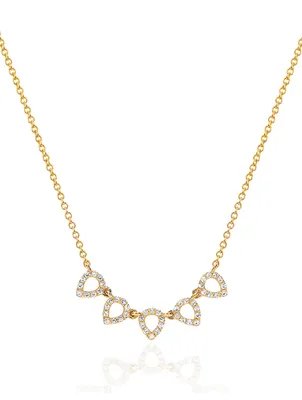14K Gold Teardrop Choker Necklace With Diamonds
