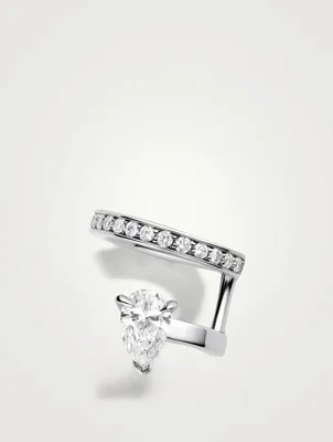 Serti Sur Vide Right 18K White Gold Ear Cuff With Diamonds