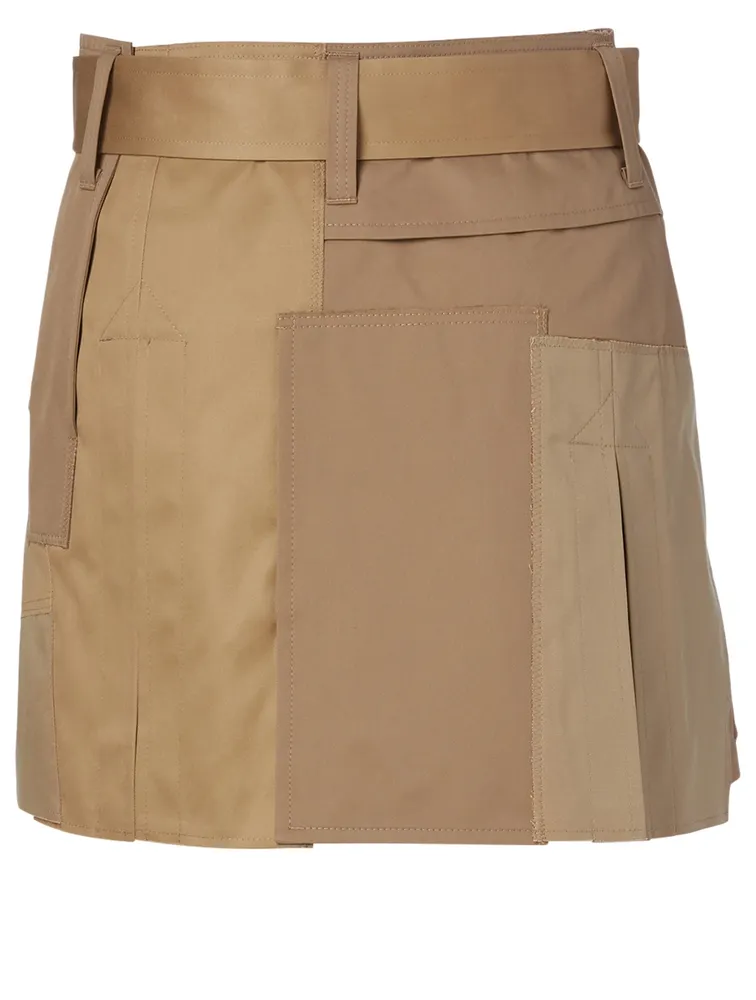 Cotton-Blend Patchwork Mini Skirt