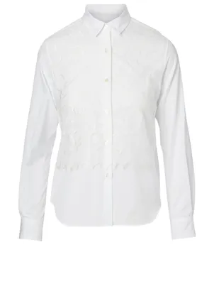 Cotton Shirt With Lace Overlay