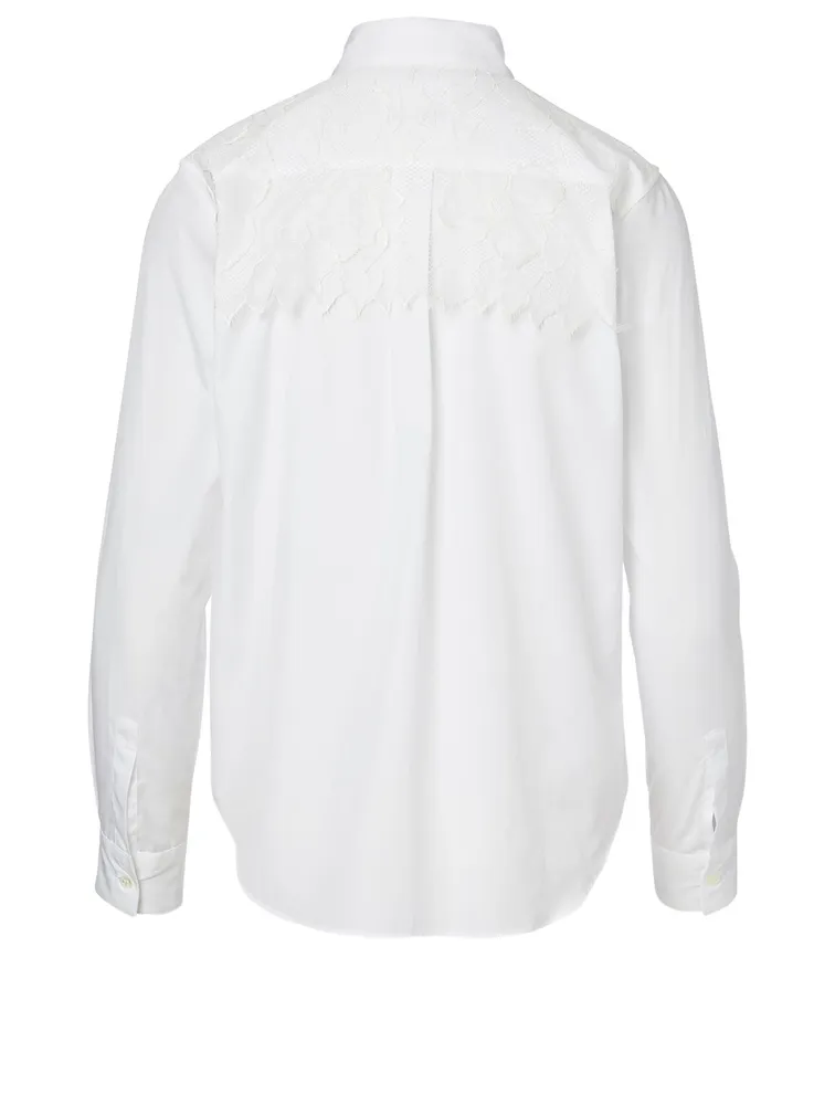 Cotton Shirt With Lace Overlay