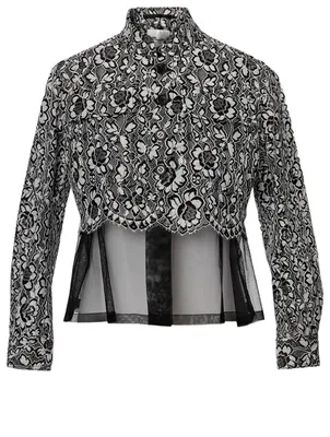 Floral Lace Jacket With Tulle