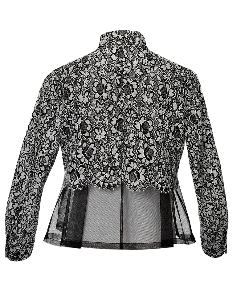 Floral Lace Jacket With Tulle