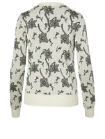 Silk Lace-Up Sweater Floral Print