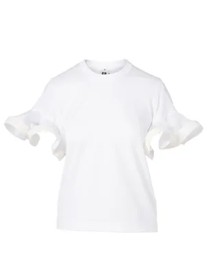 Cotton T-Shirt With Pleated Sleeves