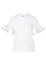 Cotton T-Shirt With Pleated Sleeves