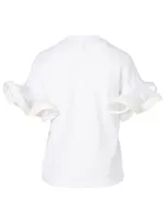 Cotton T-Shirt With Pleated Sleeves