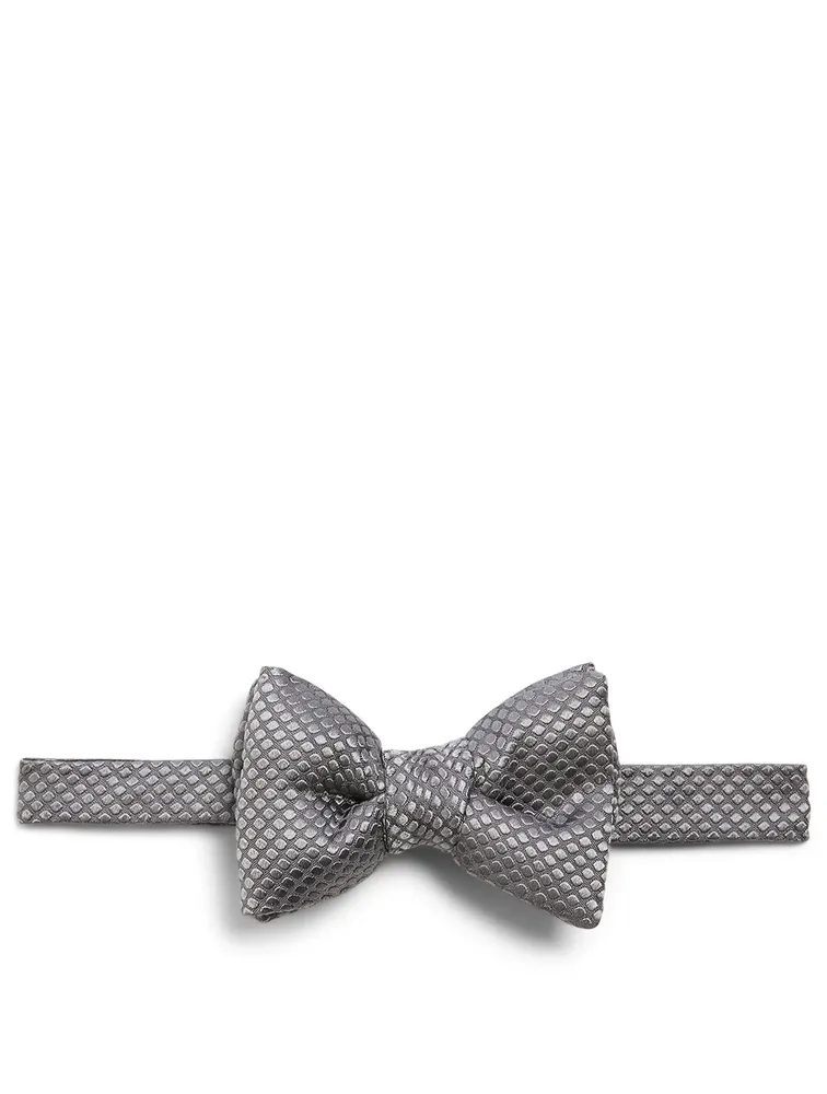 Silk Bow Tie In Tonal Dot Print