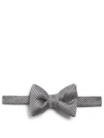 Silk Bow Tie In Tonal Dot Print