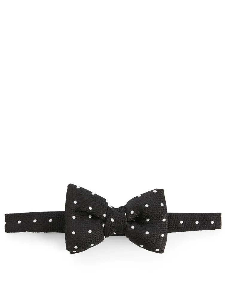 Silk Bow Tie In Polka Dot Print