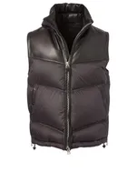 Nylon And Leather Down Vest