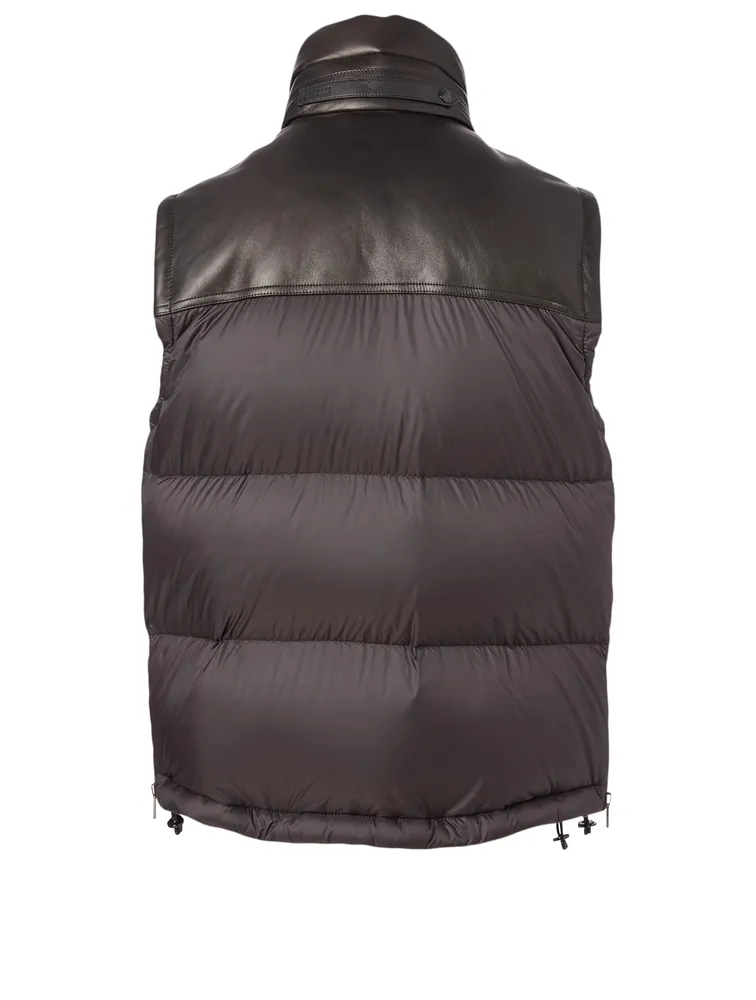 Nylon And Leather Down Vest