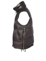 Nylon And Leather Down Vest