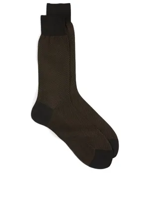 Cotton Socks Herringbone Print
