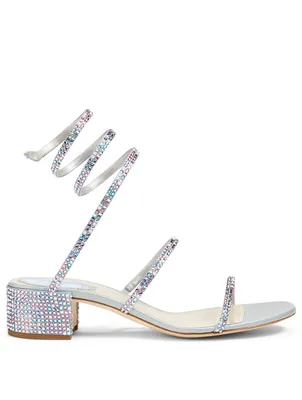 Cleo 40 Satin Crystal Coil Heeled Sandals