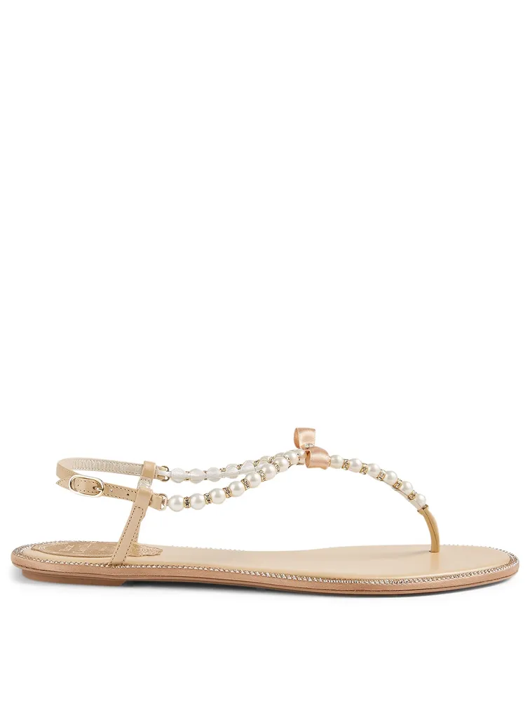 Eliza Satin Pearl Thong Sandals