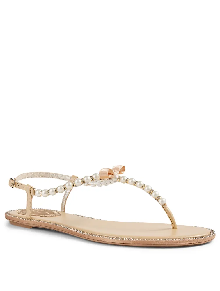 Eliza Satin Pearl Thong Sandals