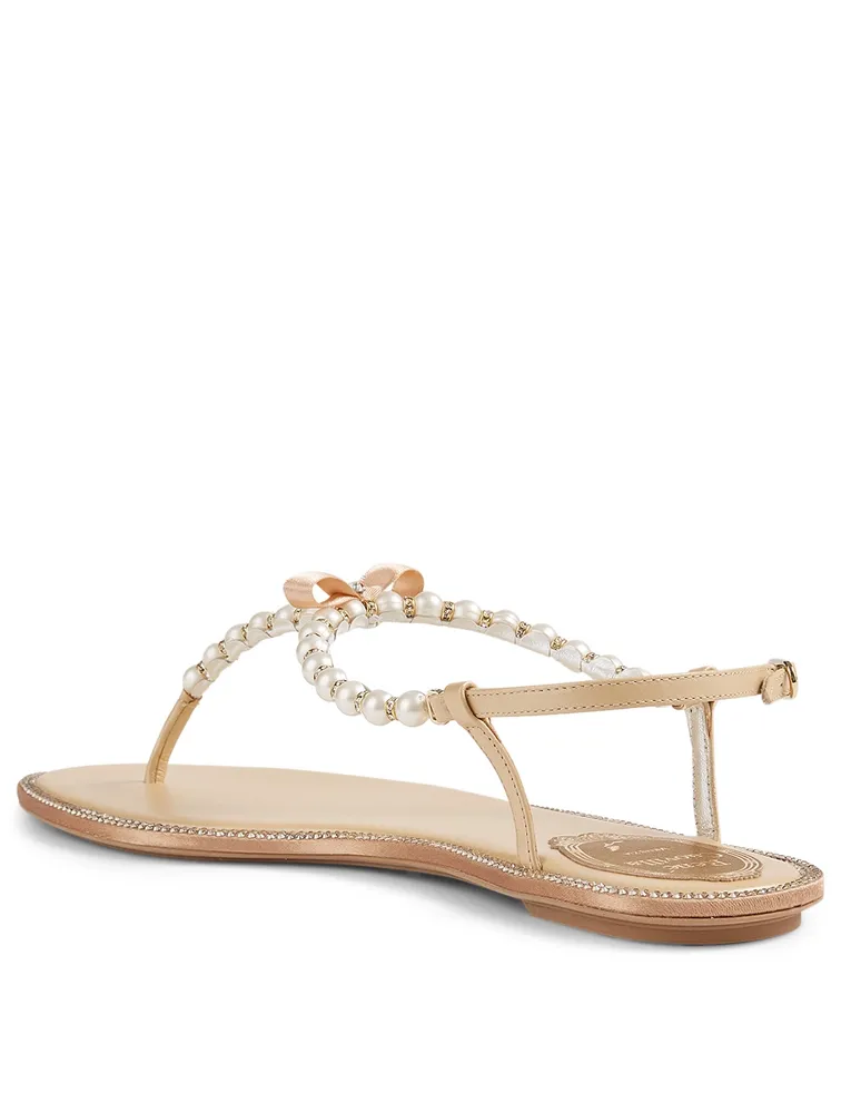 Eliza Satin Pearl Thong Sandals