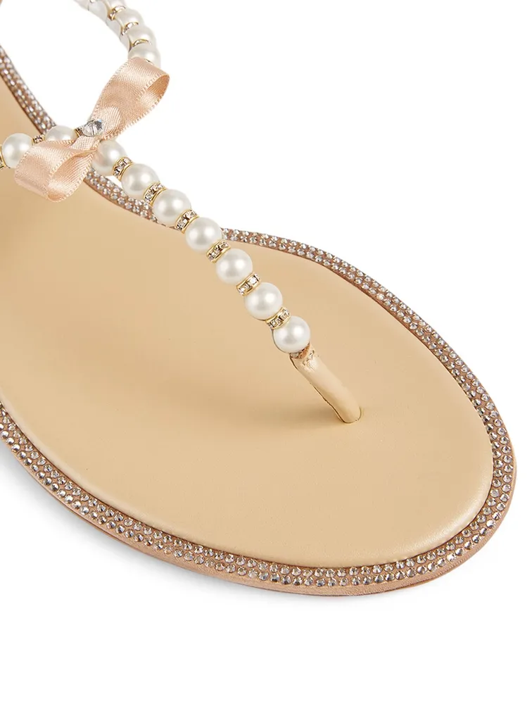 Eliza Satin Pearl Thong Sandals