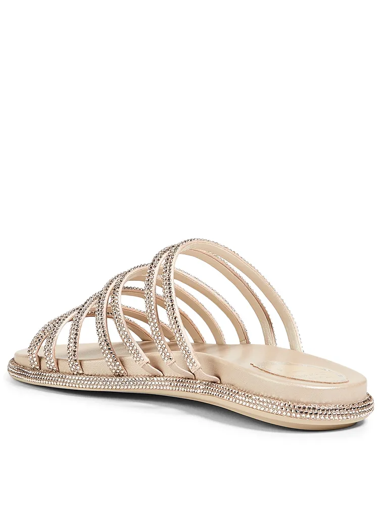 Frida Crystal Satin Slide Sandals