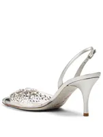 Claire 75 Crystal PVC And Metallic Leather Slingback Pumps