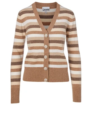 Cashmere Cardigan Striped Print
