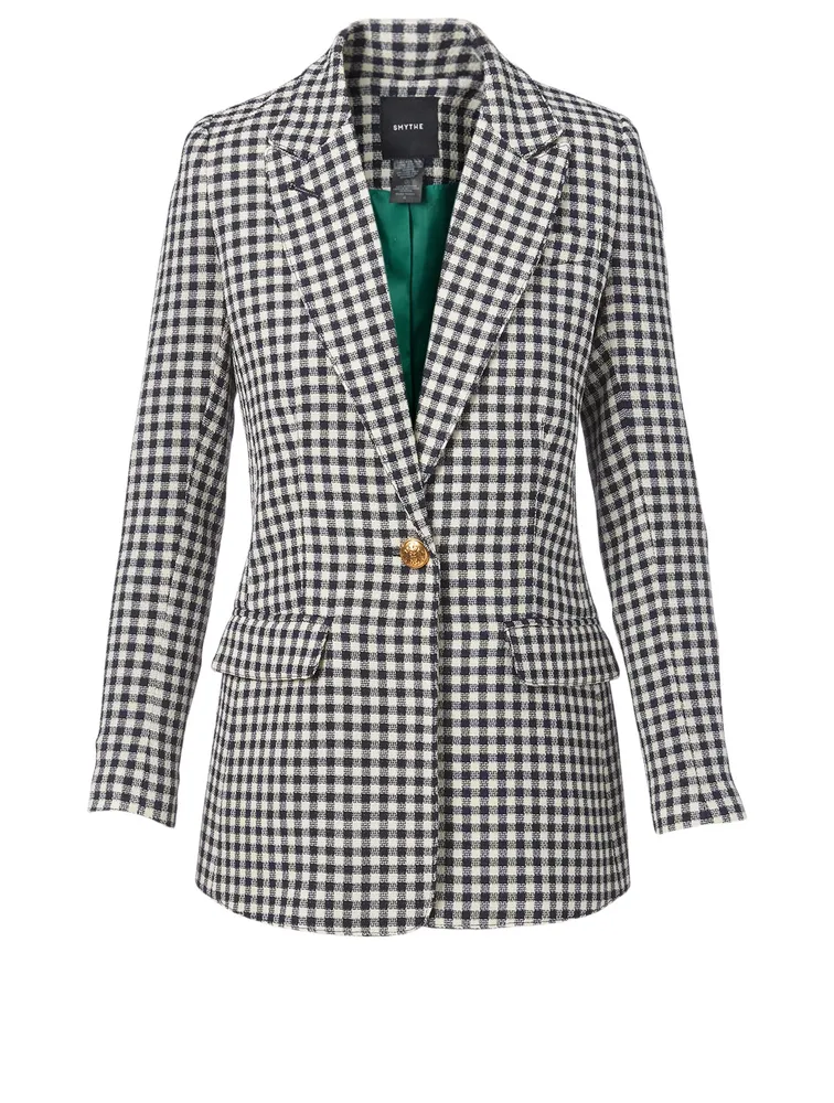 Wool Tailored Blazer Check Print