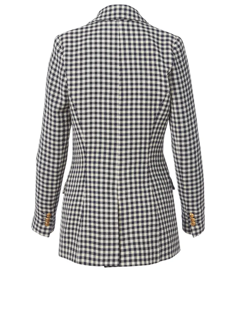 Wool Tailored Blazer Check Print