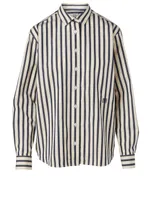 Cotton Oversized Shirt Striped Print