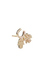 14K Gold Stud Luck And Protection Right Stud Earring With Diamonds