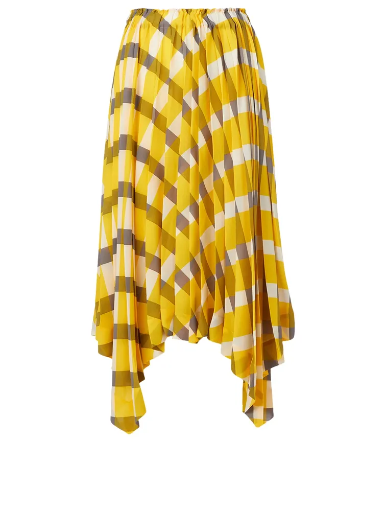 Parasol Pleated Skirt In Check Print