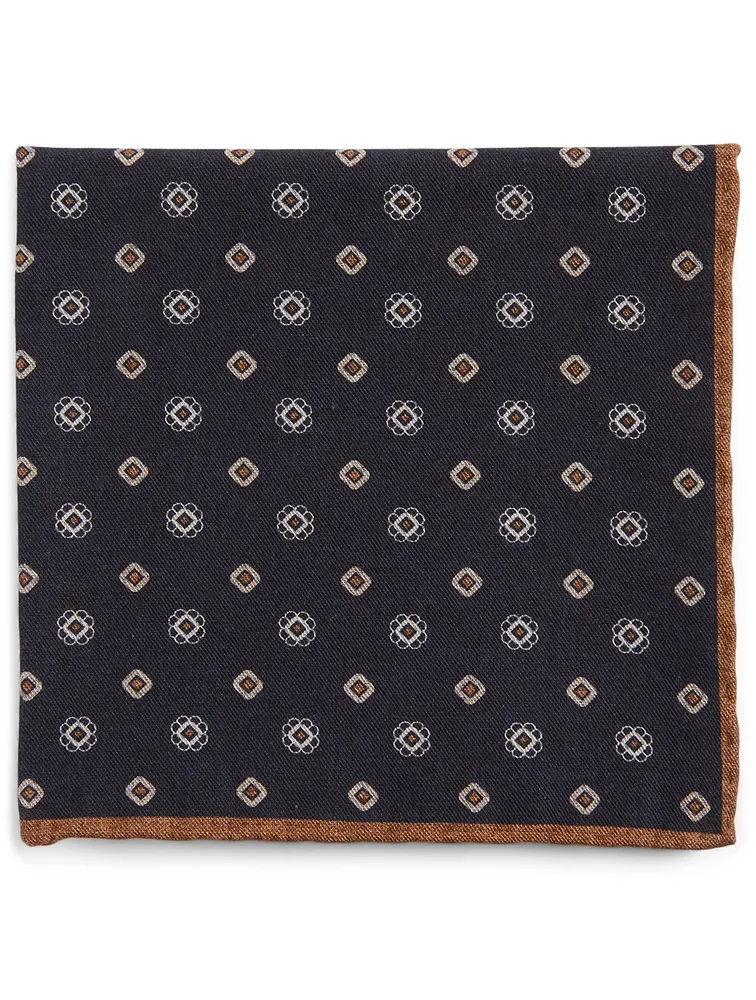 Wool And Cotton Pocket Square In Mini Floral Print