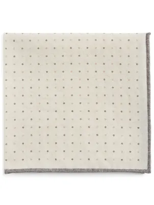 Wool And Cotton Pocket Square In Dot Print