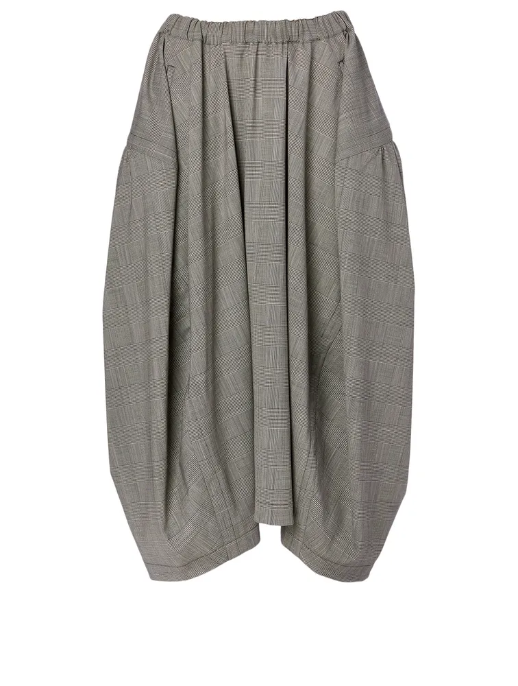 Wool-Blend Skirt Check Print