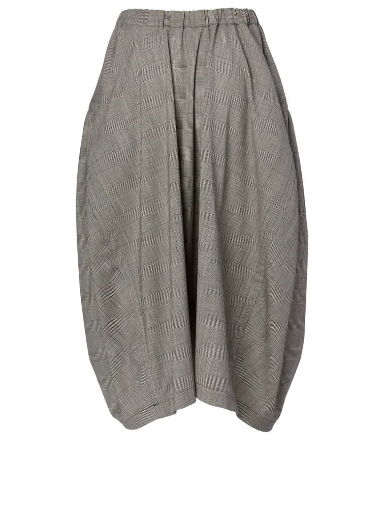 Wool-Blend Skirt Check Print