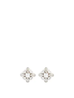 Flowering 18K White Gold Earrings With Diamonds